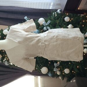 & Other Stories 100% Linen Beige Belted Mini Dress